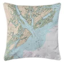 Sc Hilton Head Island Sc Nautical Chart Pillow Nautical