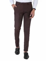 men wine color polyester formal trouser