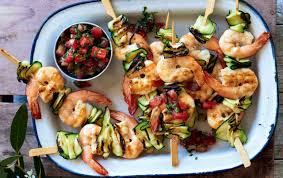 prawn skewers with lemon caper and