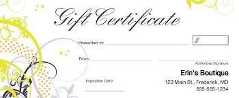 Small Business Gift Certificates Print Custom Gift Certificate