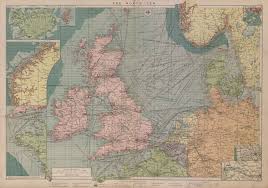 Details About North Sea Sea Chart Ports Lighthouses Mail Routes Uk Norway C Large 1916 Map