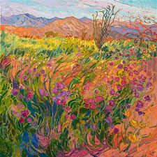 Borrego Springs is famous for its wildflowers in the spring. Some years,  with the right amount of … | Wildflower paintings, Fine art prints artists, Spring  painting