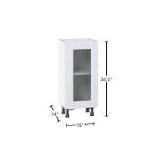 J Collection Wallace Painted Warm White Assembled Base Kitchen Cabinet With Glass Door 15 In W X 34 5 In H X 14 In D