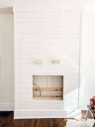 Next, mark the center of these 1 x 4 boards. Diy Shiplap Electric Fireplace Mantel Micheala Diane Designs