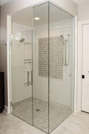 White Tiled Shower With Accent Floor