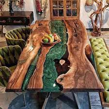 Green Resin River Table Dining Table
