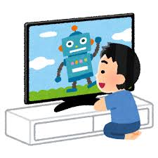 テレビを近くで見る子供のイラスト(男の子) | かわいいフリー素材集 ...