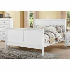 white queen size sleigh style bed frame