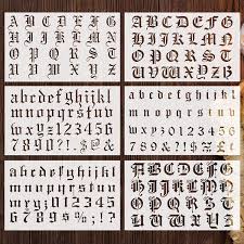 8 pieces old english lettering stencils