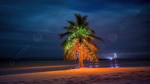 palm tree that has christmas lights