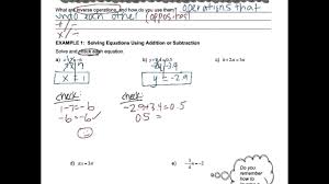 Algebra 1 1 Solving Simple Equations