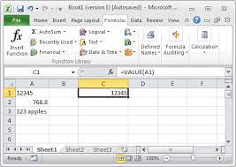 ms excel how to use the value function