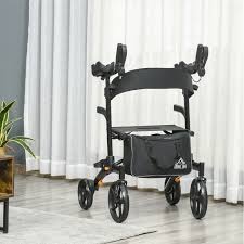 Homcom Aluminum Forearm Rollator Walker For Seniors And S With 10 Wheels Seat And Backrest Folding Upright Walker With Adjustable Handle