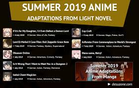 Summer 2019 Anime Based On Light Novel Desuzone