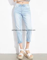 China Fashion Women Clothes Light Blue Denim Jeans Harlan Cropped Pants China Street Denim Jeans With Bf Style And Women Casual Denim Pantyhose Price