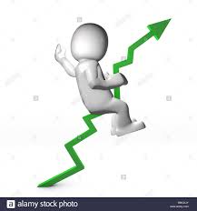 Man Ridding Green Arrow Chart Going Up Stock Photo 29777635