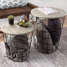 Wood Round Accent Table Set Hw0200330