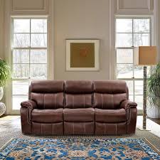 Power Reclining Brown Leather Curved