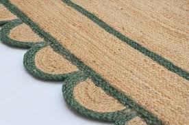 scalloped jute rug natural with green