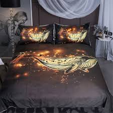 Golden Whale Duvet Cover Bed Set Whale