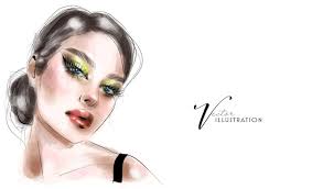 vector woman face makeup sketch