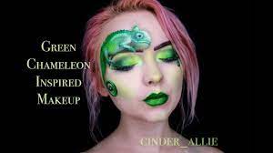 green chameleon inspired makeup