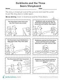 Sequencing can be checked through the powerpoint version. Goldilocks And The Three Bears Storyboard Worksheet Education Com