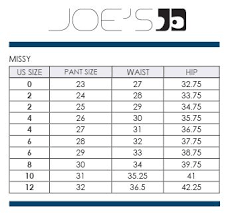 Joes Jeans Size Chart Size Chart Barry Beckham Skinny