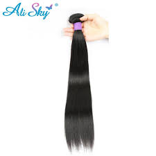 Ali Sky Brazilian Straight Hair Natural Black 100 Human Hair Weave Thick Bundles 8 26inch Freeshipping Can Be Permed Nonremy