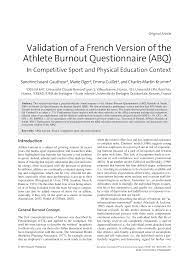 Validation of a French Version of the Athlete Burnout Questionnaire (ABQ)