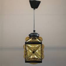 Ceiling Lamp Glass Metal 1960s