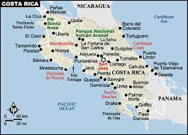 costa rica map caribbean country map