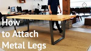 attach metal legs to a wood table top
