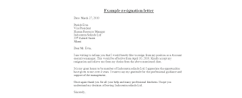 Example Of Resign Letter Example Of Resignation Notice Letter