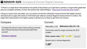 Online Sensor Size Calculators And Comparison Charts