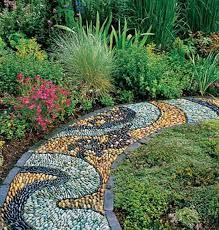 how to diy spiral mosaic stone garden path