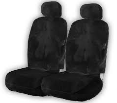 Black Genuine Sheepskin Seat Cover 2 Pk