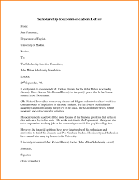 Scholarship Recommendation Letter Template Sample From