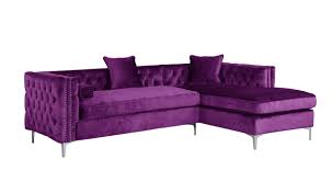 Modern Purple Velvet 4 Seater Sectional