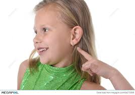 Cute Little Girl Pointing Her Ear In Body Parts Learning