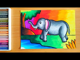 cara menggambar binatang gajah yang
