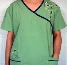 Embroidered Scrub Sets Mock Wrap Butterfly Flowers Scrubs