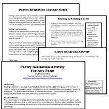 49 poetry recitation poems ranked in order of popularity and relevancy. Poem Recitation Activity For Any Poem By Msdickson Tpt