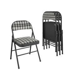 Available in red, royal blue, or white plaid with black. Mainstays Fabric Seat And Back Folding Chair White Black Tartan Plaid 4 Pack For Sale Online Ebay