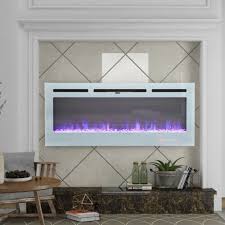 White Glass Led Fire Suite Heater