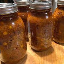 canning homemade chili with meat