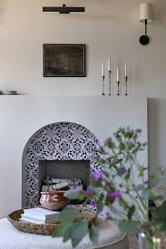White Plaster Fireplace Mantel With