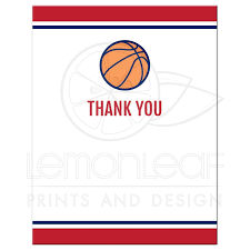 Basketball Bar Mitzvah Thank You Cards Red And Navy Blue Design