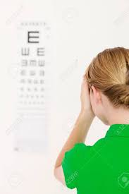 Woman Covering One Eye While Reading Eye Chart