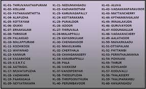 registration codes of vehicles in kerala